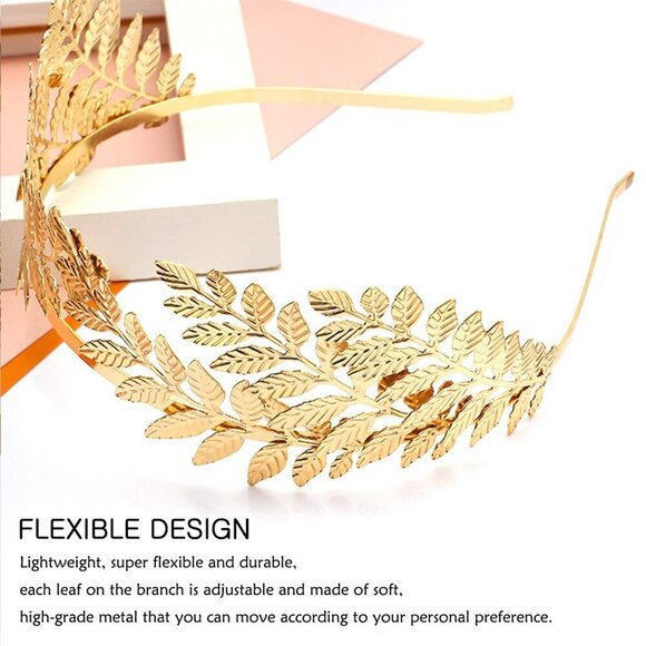 Greek Goddess Headband Gold Leaf Crown Bridal Hair Accessory Romantic Costume main image 4